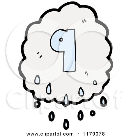 Cartoon of a Raincloud with the Number 9 - Royalty Free Vector Illustration by lineartestpilot