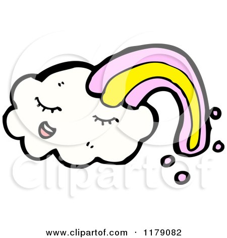 Cartoon of a Cloud with a Rainbow - Royalty Free Vector Illustration by lineartestpilot