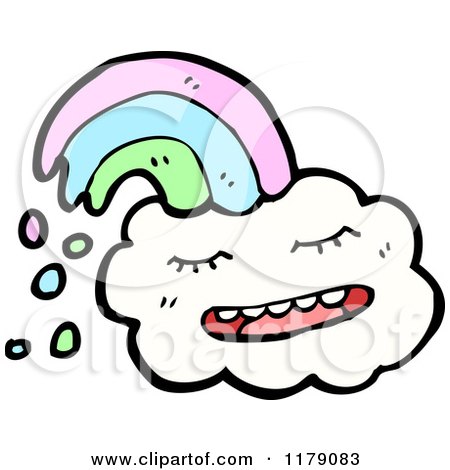 Cartoon of a Cloud with a Rainbow - Royalty Free Vector Illustration by lineartestpilot