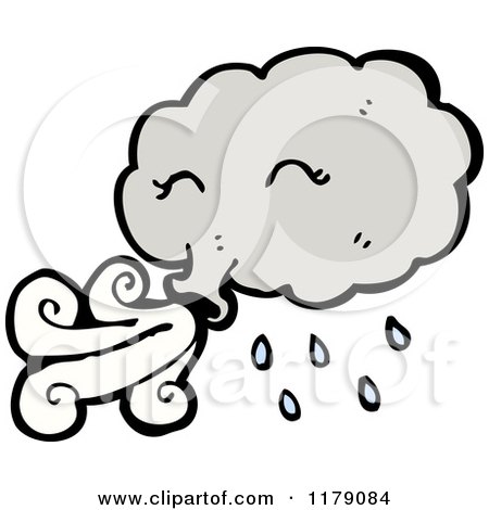 Cartoon of a Storm Cloud Blowing - Royalty Free Vector Illustration by lineartestpilot