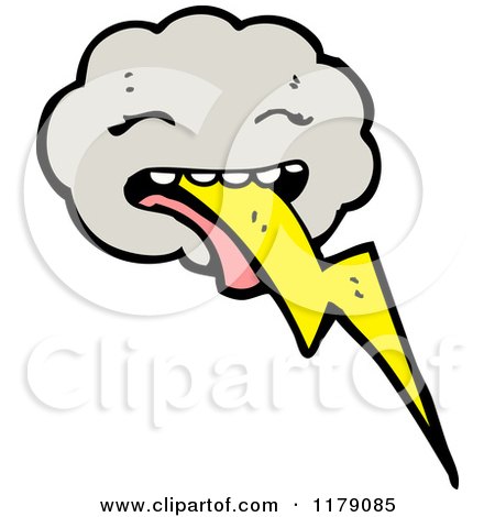 Cartoon of a Cloud with Lightning Bolt - Royalty Free Vector Illustration by lineartestpilot