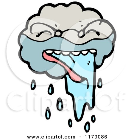 Cartoon of a Cloud Spitting Water - Royalty Free Vector Illustration by lineartestpilot