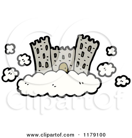 Cartoon of a Castle in a Cloud - Royalty Free Vector Illustration by lineartestpilot