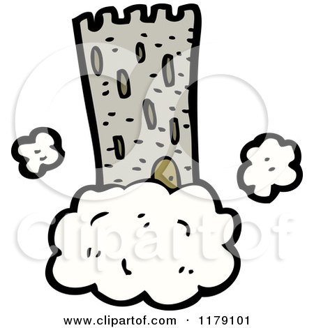 Cartoon of a Castle Tower in a Cloud - Royalty Free Vector Illustration by lineartestpilot