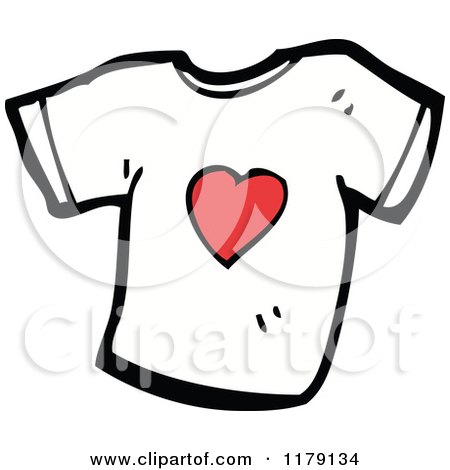 Cartoon of a T-Shirt with a Heart - Royalty Free Vector Illustration by lineartestpilot