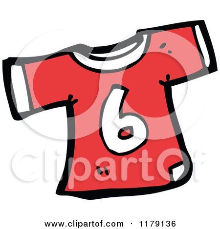 Cartoon of a T-Shirt with the Number 6 - Royalty Free Vector Illustration by lineartestpilot