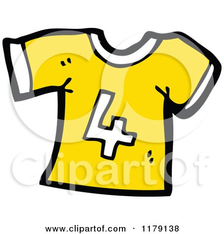 Cartoon of a T-Shirt with the Number 4 - Royalty Free Vector Illustration by lineartestpilot