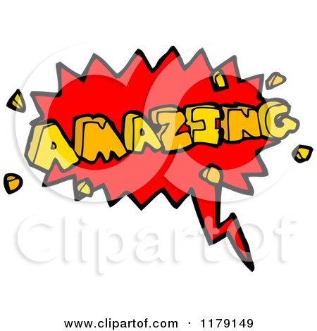 Cartoon of a Conversation Bubble with the Word AMAZING - Royalty Free Vector Illustration by lineartestpilot