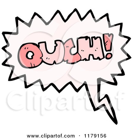 Cartoon of a Conversation Bubble with the Word OUCH - Royalty Free Vector Illustration by lineartestpilot