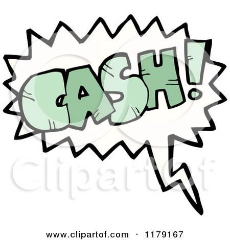 Cartoon of a Conversation Bubble with the Word CASH - Royalty Free Vector Illustration by lineartestpilot