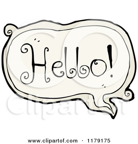 Cartoon of a Conversation Bubble with the Word Hello - Royalty Free Vector Illustration by lineartestpilot