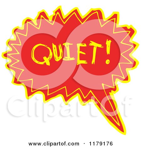 Cartoon of a Conversation Bubble with the Word QUIET - Royalty Free Vector Illustration by lineartestpilot