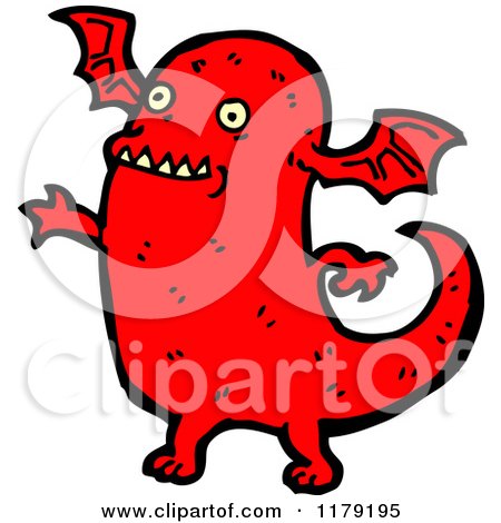 Cartoon of a Red Demon - Royalty Free Vector Illustration by lineartestpilot