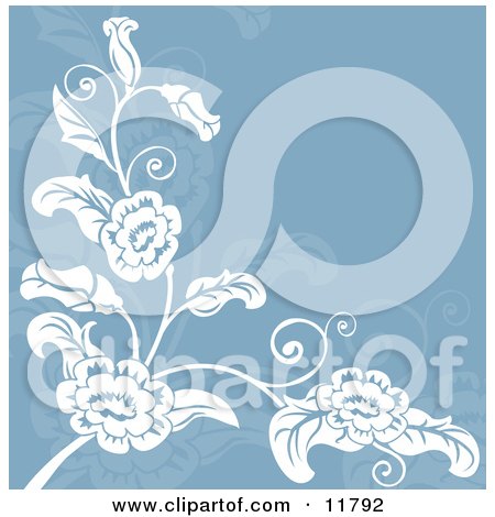 Blue and White Floral Background Clipart Illustration by AtStockIllustration