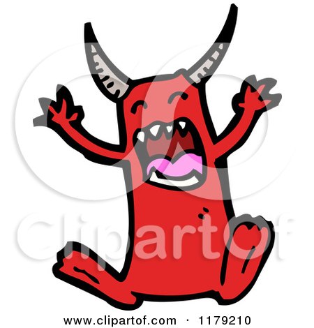 Cartoon of a Red Horned Devil - Royalty Free Vector Illustration by lineartestpilot