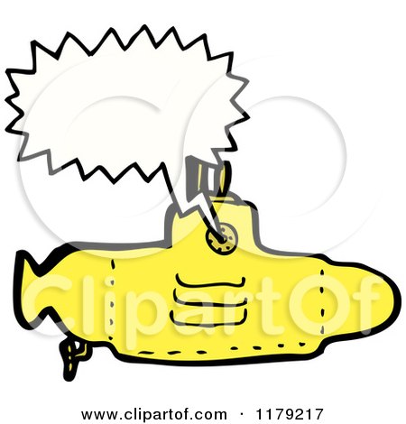 Cartoon of a Yellow Submarine with a Conversation Bubble - Royalty Free Vector Illustration by lineartestpilot