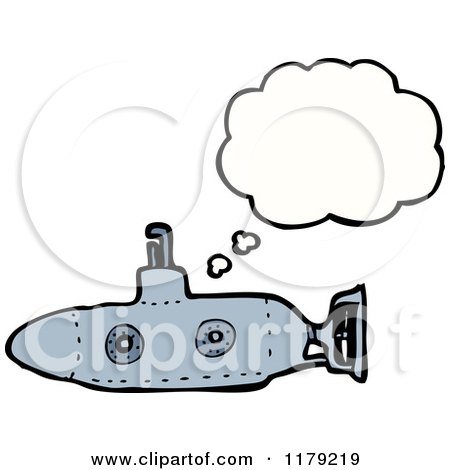 Cartoon of a Submarine with a Conversation Bubble - Royalty Free Vector Illustration by lineartestpilot