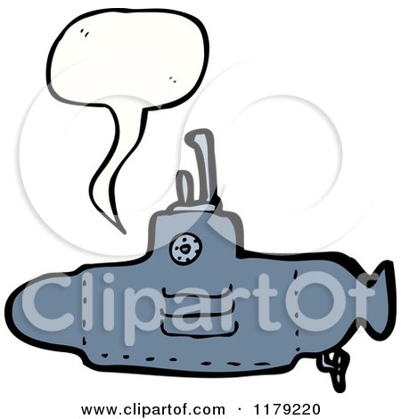 Cartoon of a Submarine with a Conversation Bubble - Royalty Free Vector Illustration by lineartestpilot