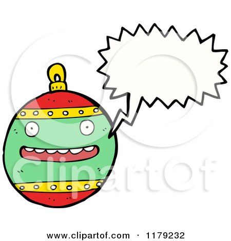 Cartoon of a Christmas Ornament with a Conversation Bubble - Royalty Free Vector Illustration by lineartestpilot