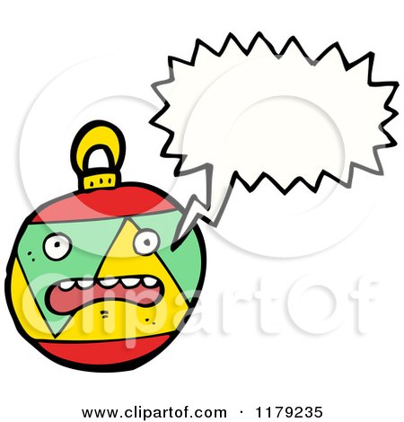 Cartoon of a Christmas Ornament with a Conversation Bubble - Royalty Free Vector Illustration by lineartestpilot