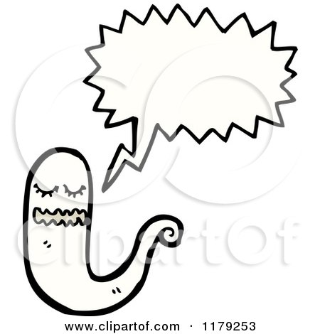 Cartoon of a Ghoul with a Conversation Bubble - Royalty Free Vector Illustration by lineartestpilot