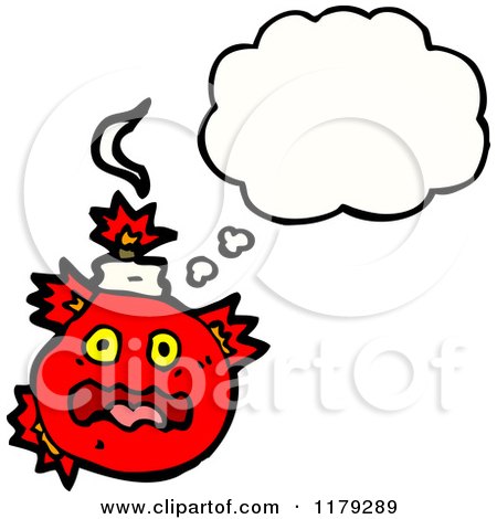 Cartoon of a Red Bomb with a Conversation Bubble - Royalty Free Vector Illustration by lineartestpilot