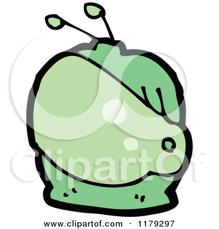 Cartoon of a Green Astronaut's Space Helmet - Royalty Free Vector Illustration by lineartestpilot