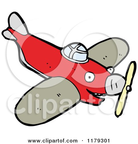 Cartoon of a Prop Plane - Royalty Free Vector Illustration by lineartestpilot