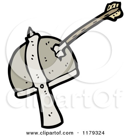 Cartoon of a Viking Helmet with an Arrow - Royalty Free Vector Illustration by lineartestpilot