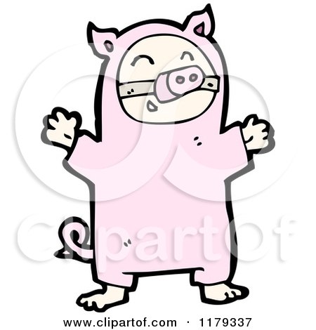Cartoon of a Child Wearing a Pig Costume - Royalty Free Vector Illustration by lineartestpilot
