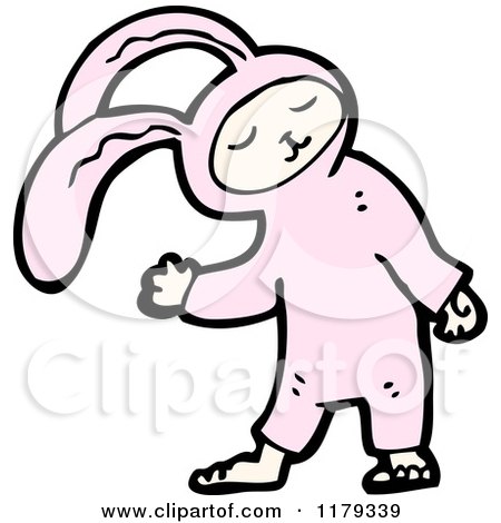 Cartoon of a Child Wearing a Bunny Costume - Royalty Free Vector Illustration by lineartestpilot