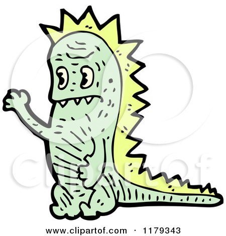 Cartoon of a Green Dinosaur - Royalty Free Vector Illustration by lineartestpilot