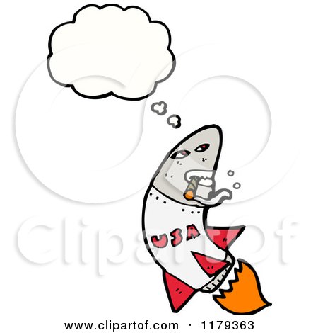 Cartoon of a Rocket with a Conversation Bubble - Royalty Free Vector Illustration by lineartestpilot