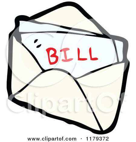 Cartoon of a Bill in an Envelope - Royalty Free Vector Illustration by lineartestpilot