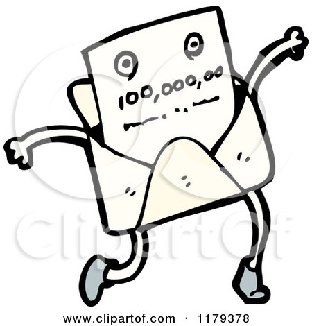 Cartoon of a Bill in an Envelope - Royalty Free Vector Illustration by lineartestpilot
