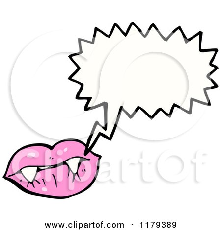 Cartoon of Pink Vampire Lips and Teeth - Royalty Free Vector Illustration by lineartestpilot