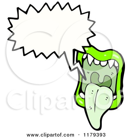 Cartoon of Green Vampire Lips and Teeth with a Long Tongue - Royalty Free Vector Illustration by lineartestpilot