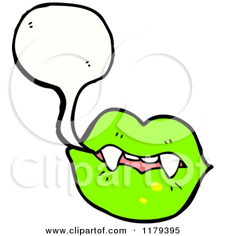 Cartoon of Green Vampire Lips and Teeth - Royalty Free Vector Illustration by lineartestpilot