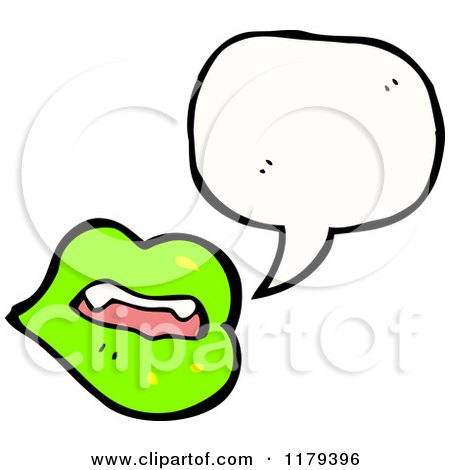Cartoon of Green Vampire Lips and Teeth - Royalty Free Vector Illustration by lineartestpilot