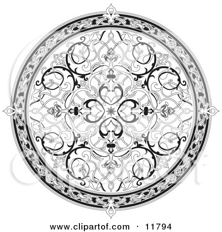 Circular Middle Eastern Floral Rug Clipart Illustration by AtStockIllustration