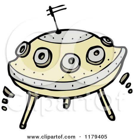 Cartoon of a Flying Saucer - Royalty Free Vector Illustration by lineartestpilot