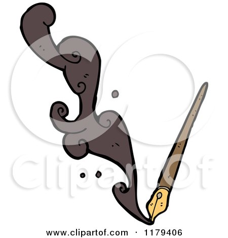 Cartoon of a Fountain Pen with Ink - Royalty Free Vector Illustration by lineartestpilot