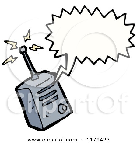 Cartoon of a Walkie Talkie with a Conversation Bubble - Royalty Free Vector Illustration by lineartestpilot