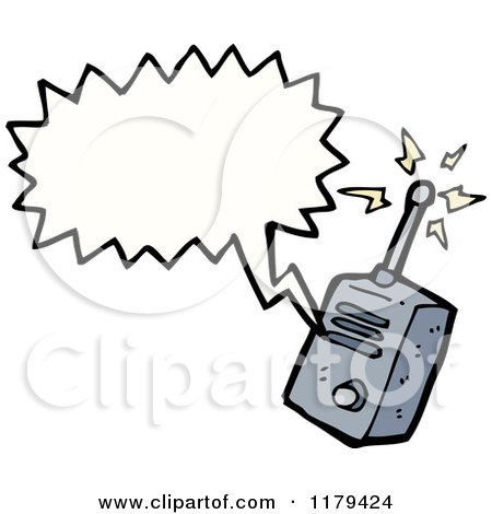 Cartoon of a Walkie Talkie with a Conversation Bubble - Royalty Free Vector Illustration by lineartestpilot