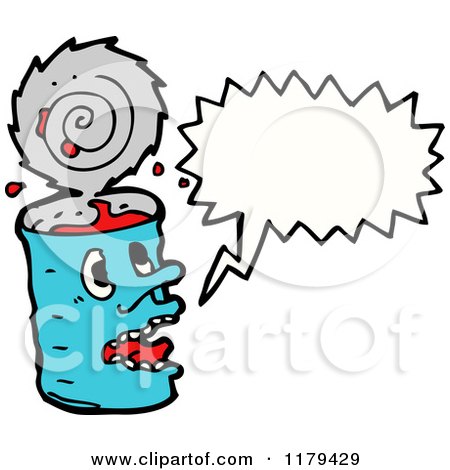 Cartoon of a Tin Can with a Conversation Bubble - Royalty Free Vector Illustration by lineartestpilot