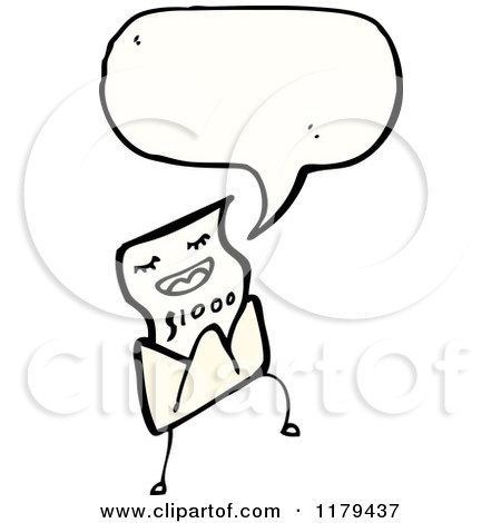 Cartoon of an Envelope and Letter with a Conversation Bubble - Royalty Free Vector Illustration by lineartestpilot