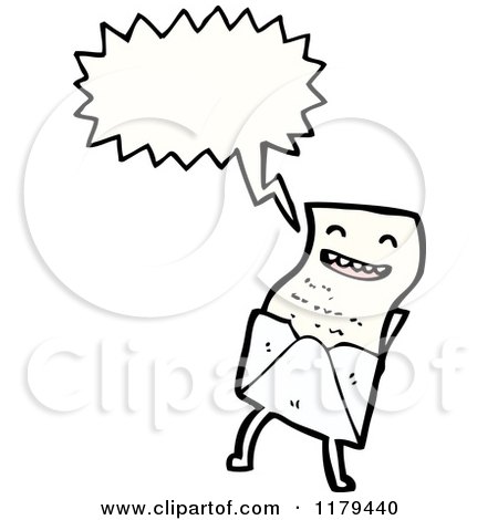 Cartoon of an Envelope and Letter with a Conversation Bubble - Royalty Free Vector Illustration by lineartestpilot