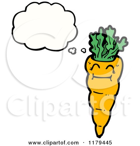 Cartoon of a Carrot with a Conversation Bubble - Royalty Free Vector Illustration by lineartestpilot
