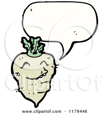 Cartoon of a Turnip with a Conversation Bubble - Royalty Free Vector Illustration by lineartestpilot