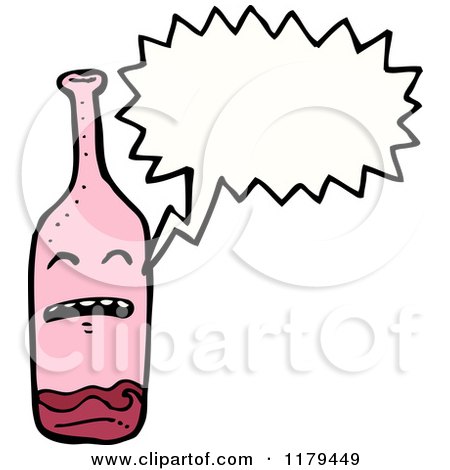 Cartoon of a Bottle of Alcohol with a Conversation Bubble - Royalty Free Vector Illustration by lineartestpilot